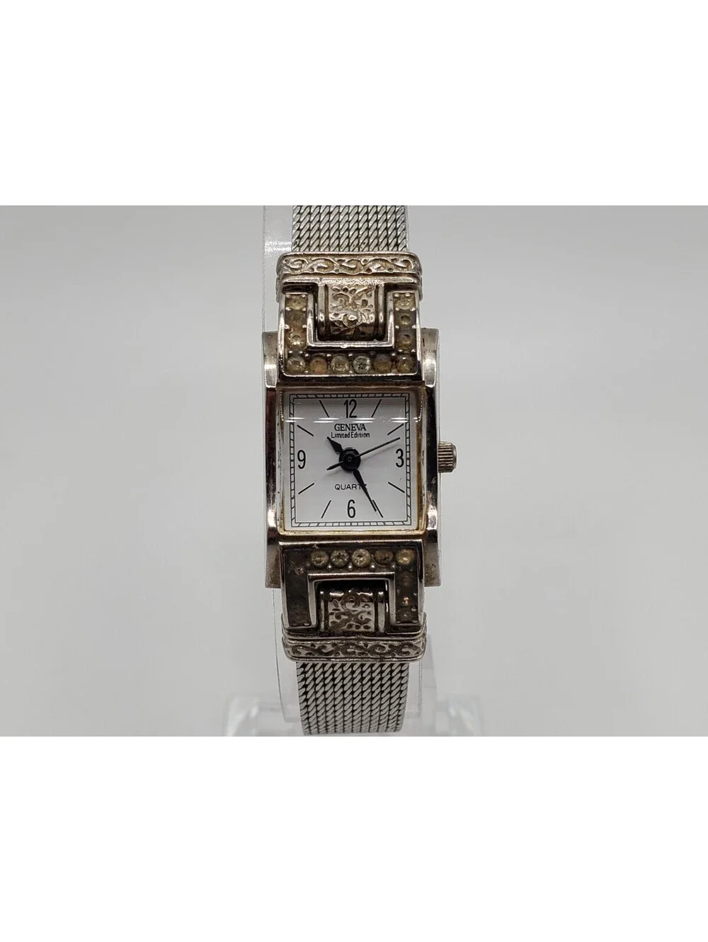 Geneva Limited Edition Watch Women 16mm Silver Tone White Dial New Battery